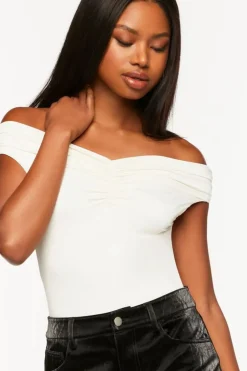 Ruched Off-The-Shoulder Bodysuit