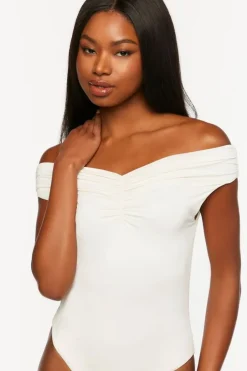 Ruched Off-The-Shoulder Bodysuit