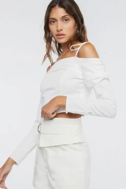 Ruched Off-The-Shoulder Crop Top