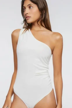 Ruched One-Shoulder Bodysuit