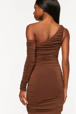 Ruched One-Shoulder Mini Dress