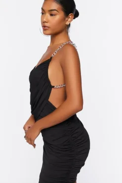 Ruched Open-Back Mini Dress