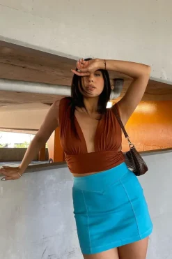 Ruched Plunging Crop Top