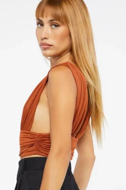 Ruched Plunging Crop Top