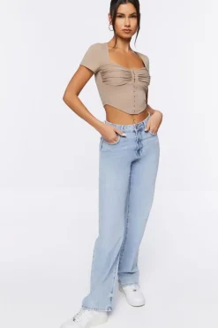 Ruched Rib-Knit Crop Top