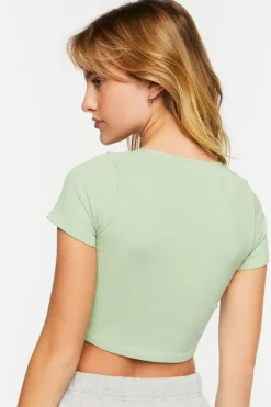 Ruched Short-Sleeve Crop Top