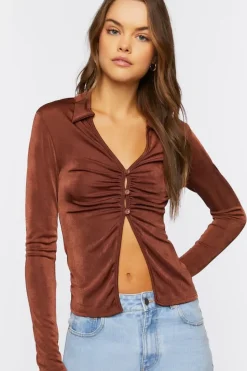 Ruched Split-Hem Shirt