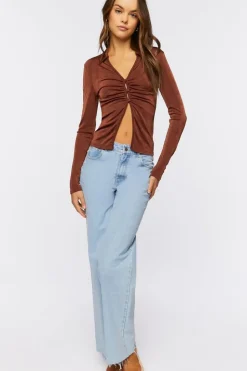 Ruched Split-Hem Shirt