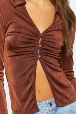Ruched Split-Hem Shirt