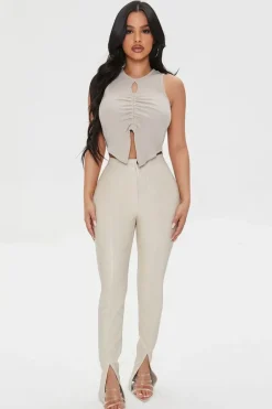 Ruched Split-Hem Tank Top