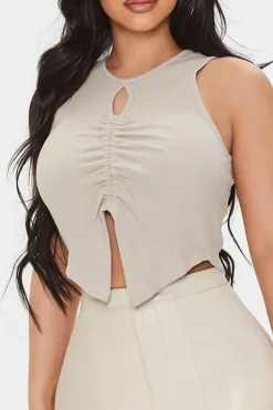 Ruched Split-Hem Tank Top