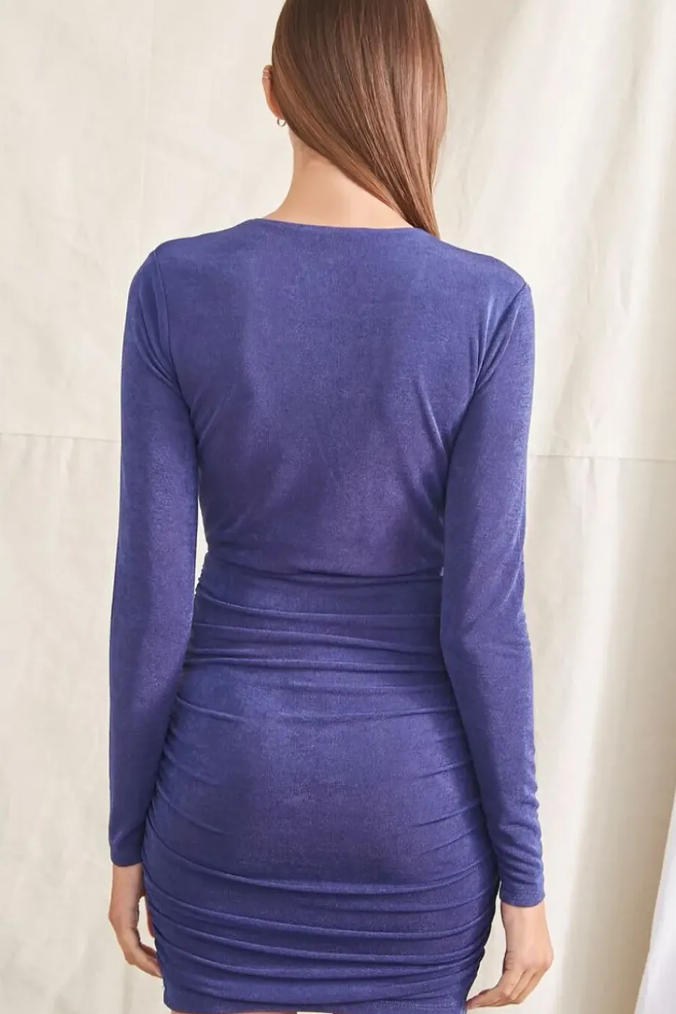 Ruched Surplice Bodycon Dress