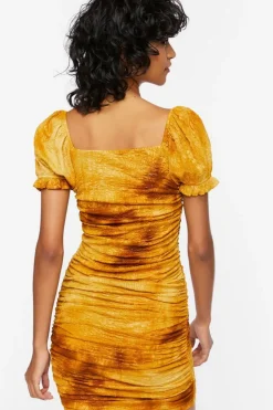 Ruched Tie-Dye Mini Dress