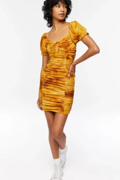 Ruched Tie-Dye Mini Dress