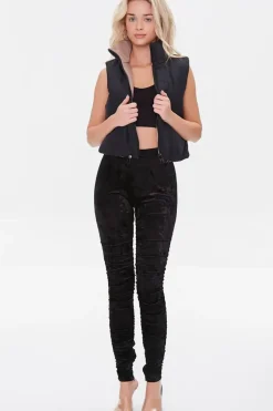 Ruched Velvet Leggings