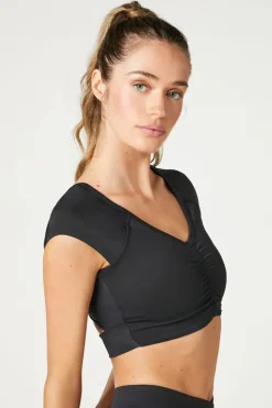 Ruched V-Neck Cutout Sports Bra