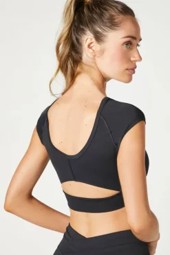 Ruched V-Neck Cutout Sports Bra