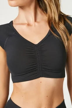 Ruched V-Neck Cutout Sports Bra