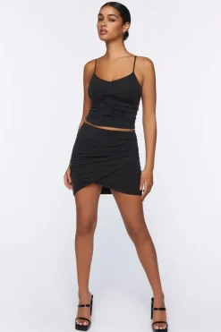 Ruched Wrap Mini Skirt