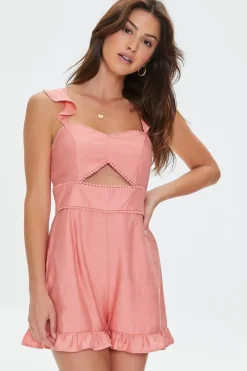 Ruffled Cutout Tie-Back Romper