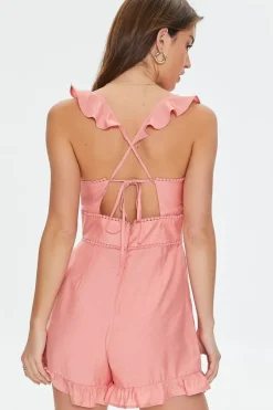 Ruffled Cutout Tie-Back Romper