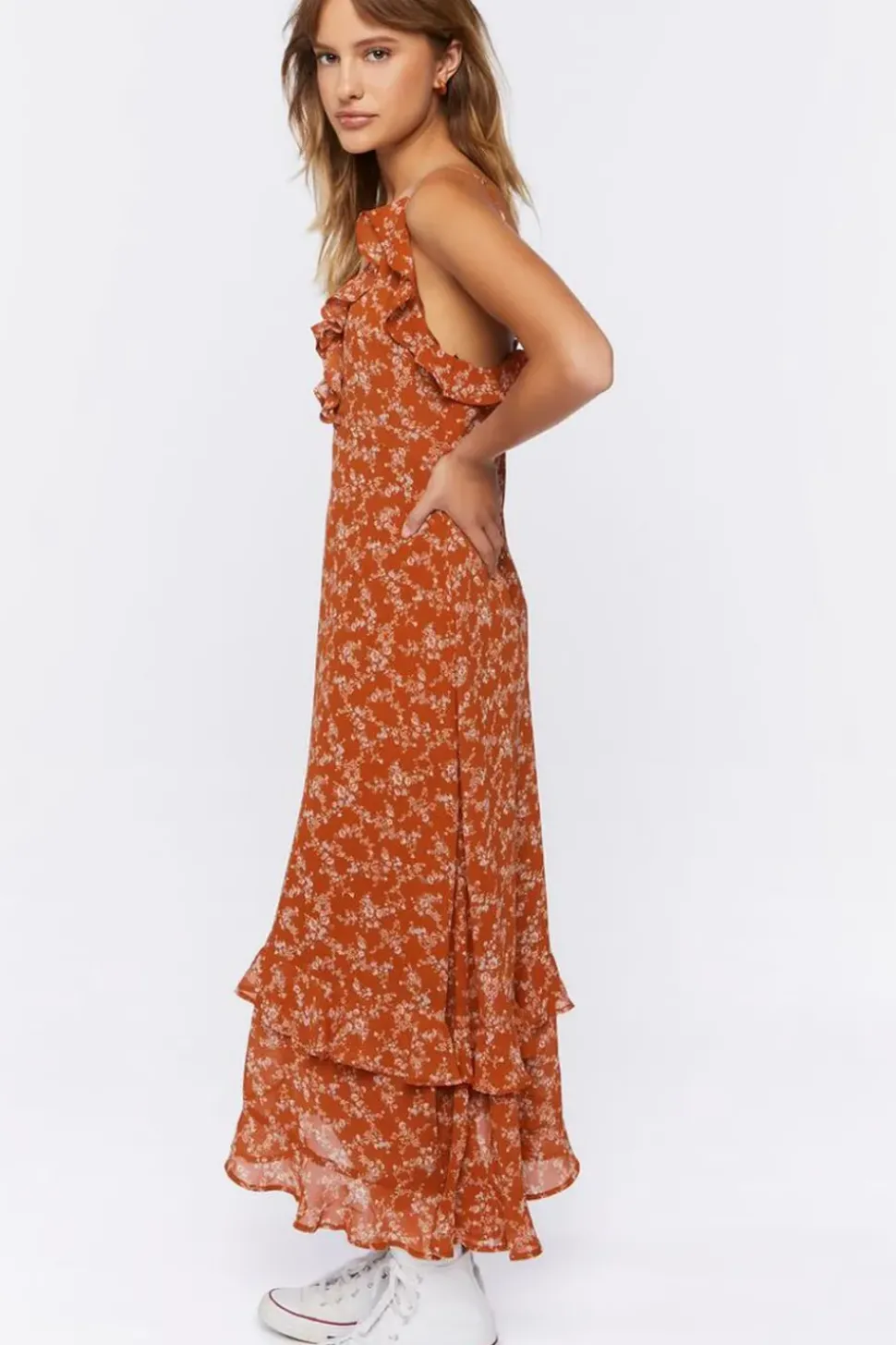 Ruffled Ditsy Floral Maxi Dress
