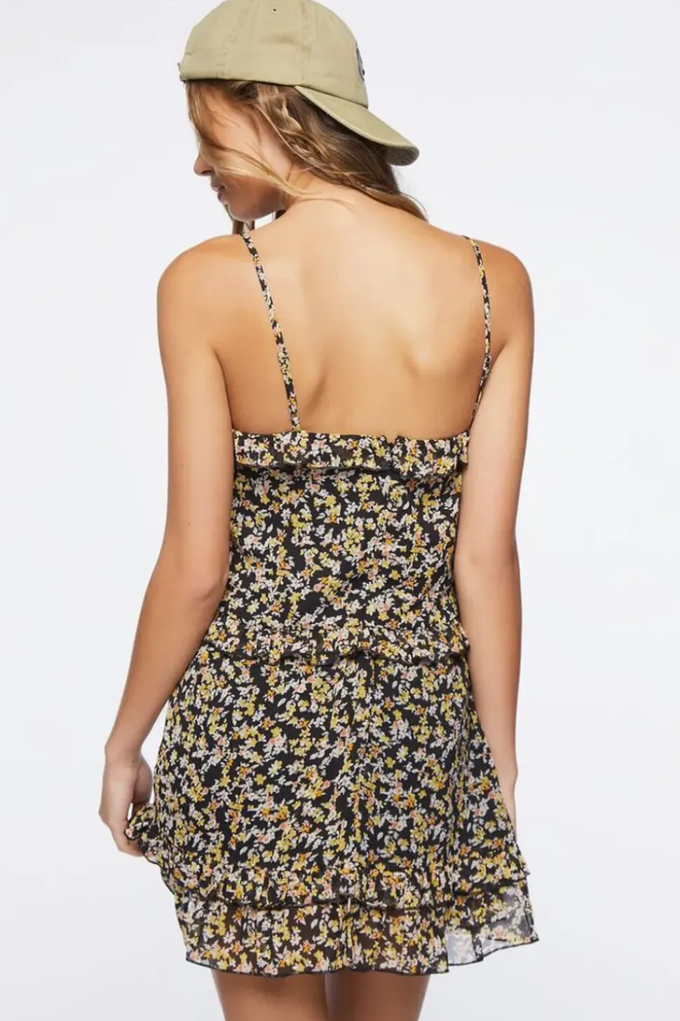 Ruffled Ditsy Floral Print Mini Dress