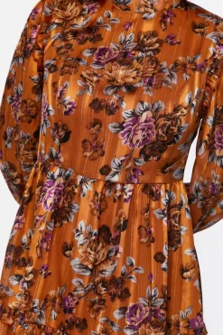 Ruffled Floral Chiffon Mini Dress