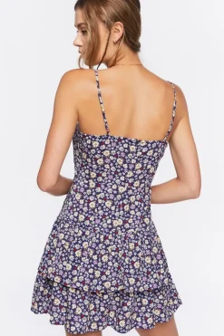 Ruffled Floral Print Mini Dress