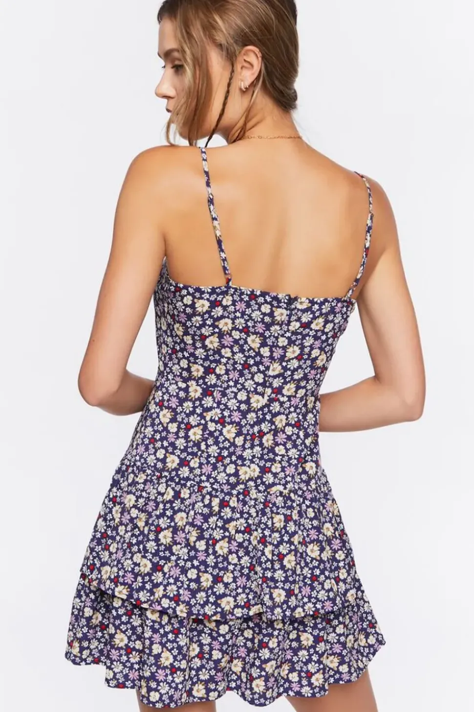 Ruffled Floral Print Mini Dress