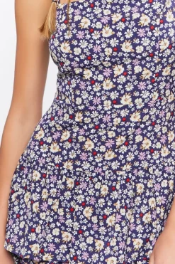 Ruffled Floral Print Mini Dress