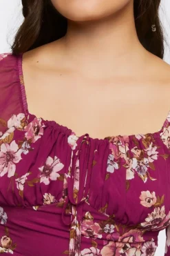 Ruffled Floral Print Mini Dress