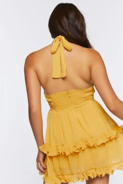 Ruffled Halter Mini Dress