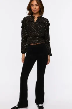 Ruffled Polka Dot Chiffon Top