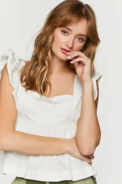 Ruffled Tie-Back Babydoll Crop Top