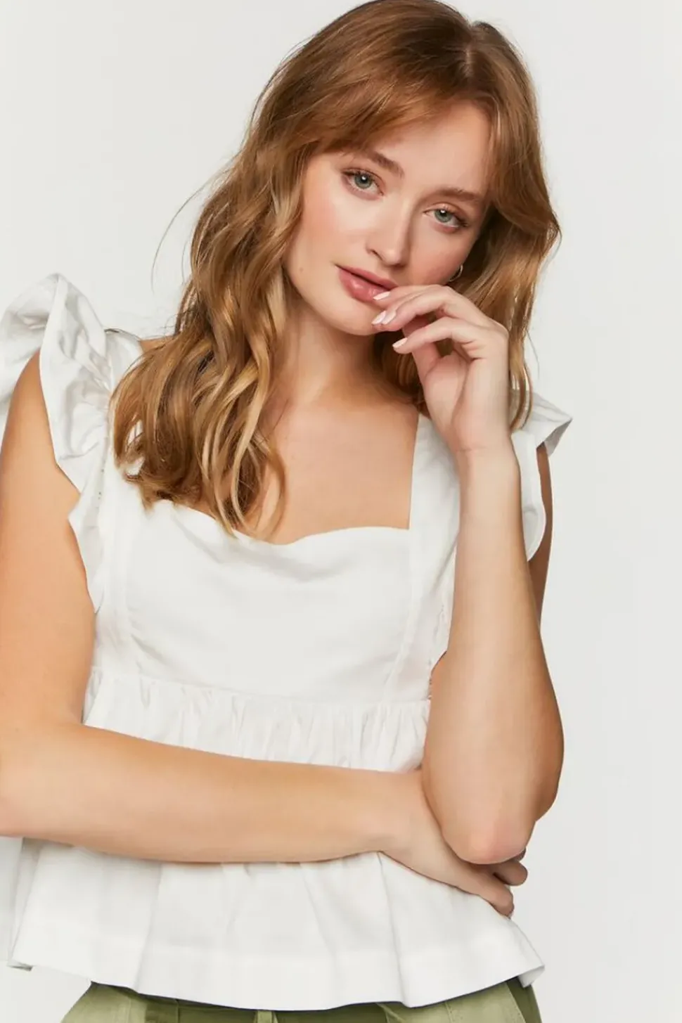 Ruffled Tie-Back Babydoll Crop Top
