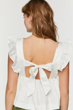 Ruffled Tie-Back Babydoll Crop Top