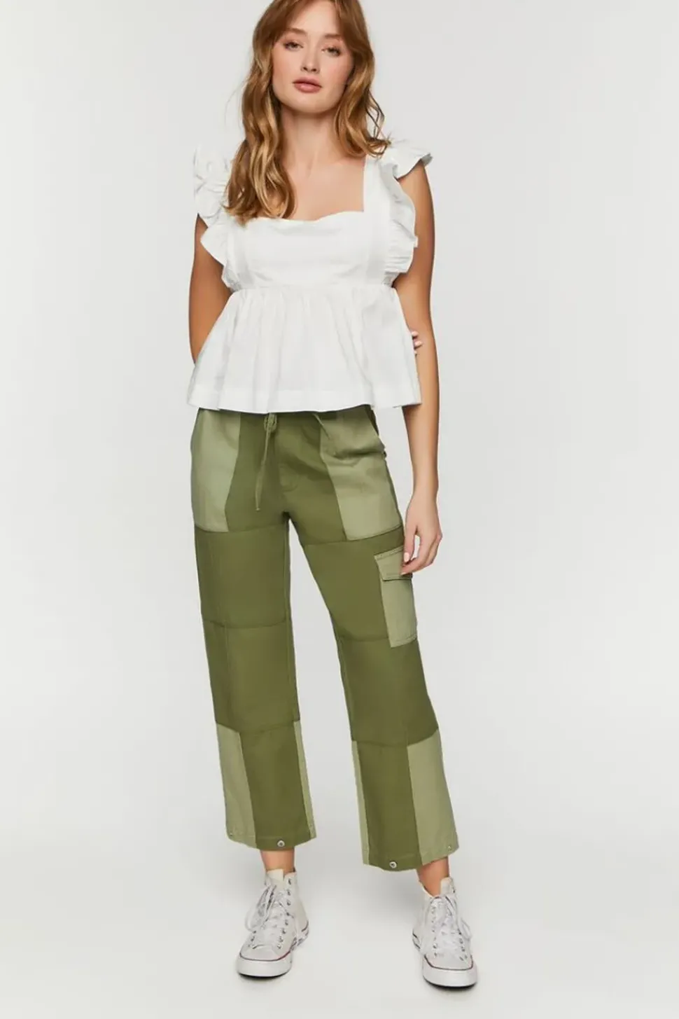 Ruffled Tie-Back Babydoll Crop Top