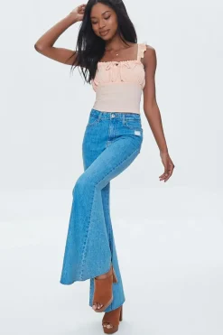 Ruffled Tie-Front Crop Top