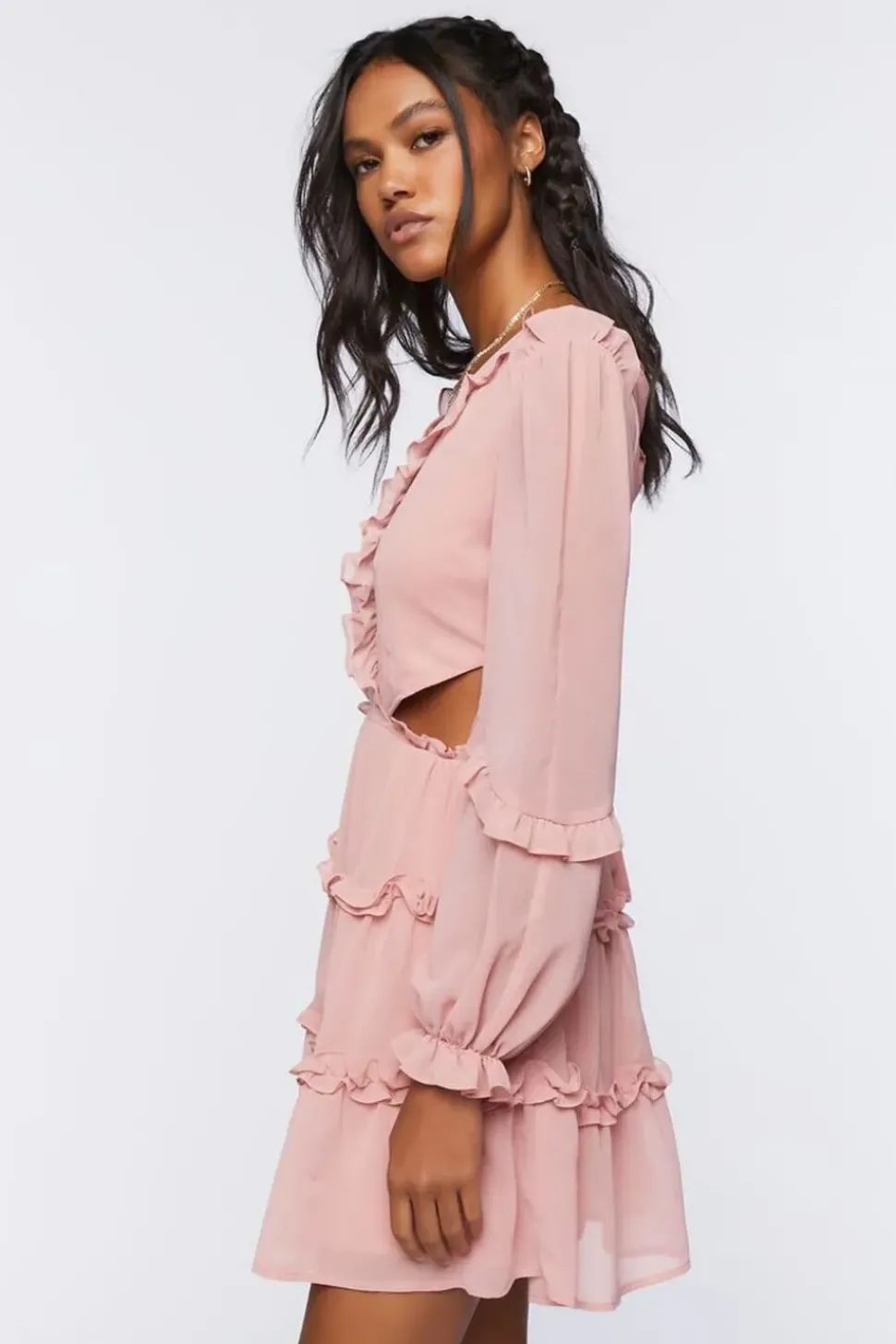 Ruffle Lace-Back Mini Dress