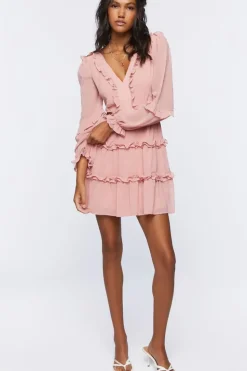 Ruffle Lace-Back Mini Dress