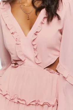 Ruffle Lace-Back Mini Dress
