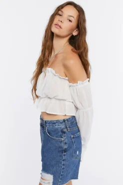 Ruffle Off-The-Shoulder Crop Top