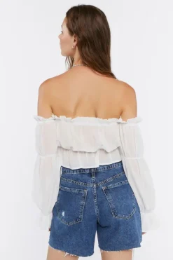 Ruffle Off-The-Shoulder Crop Top