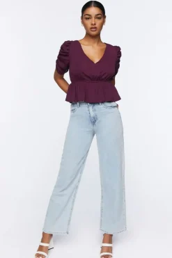 Ruffle Puff-Sleeve Top