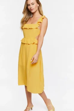 Ruffle Tie-Back Midi Dress