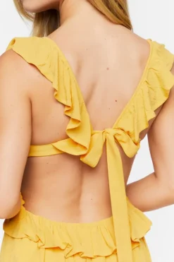 Ruffle Tie-Back Midi Dress