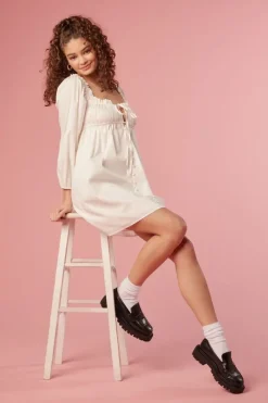Ruffle-Trim Babydoll Mini Dress