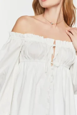 Ruffle-Trim Babydoll Mini Dress