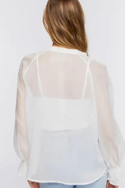 Ruffle-Trim Chiffon Top